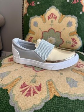 Refresh Metallic Gold and Silver Slip-On Sneakers